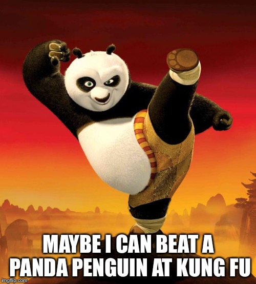 kung fu panda | MAYBE I CAN BEAT A PANDA PENGUIN AT KUNG FU | image tagged in kung fu panda | made w/ Imgflip meme maker