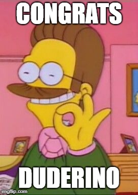 Ned flanders | CONGRATS DUDERINO | image tagged in ned flanders | made w/ Imgflip meme maker