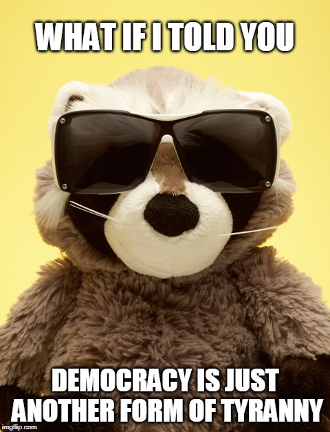 America is a REPUBLIC. Not a democracy. Know the difference! | WHAT IF I TOLD YOU; DEMOCRACY IS JUST ANOTHER FORM OF TYRANNY | image tagged in politics,american politics,anti-democracy,democracy | made w/ Imgflip meme maker