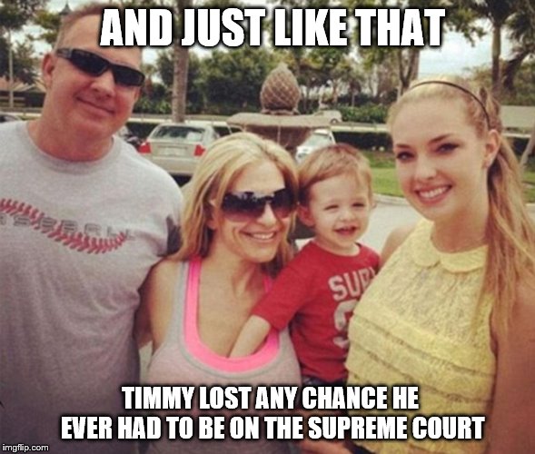 Maybe he can work at a Subway somewhere... | AND JUST LIKE THAT; TIMMY LOST ANY CHANCE HE EVER HAD TO BE ON THE SUPREME COURT | image tagged in memes | made w/ Imgflip meme maker