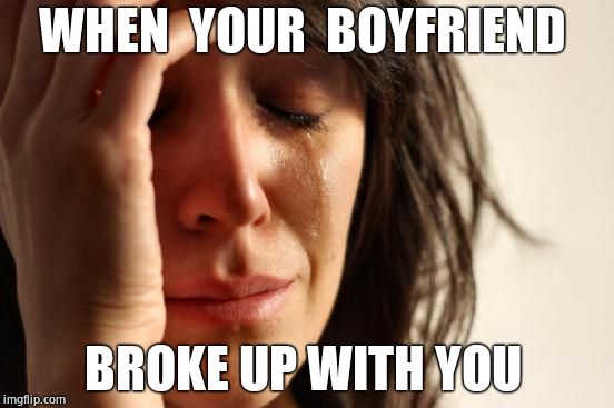 First World Problems Meme | WHEN  YOUR  BOYFRIEND; BROKE UP WITH YOU | image tagged in memes,first world problems | made w/ Imgflip meme maker