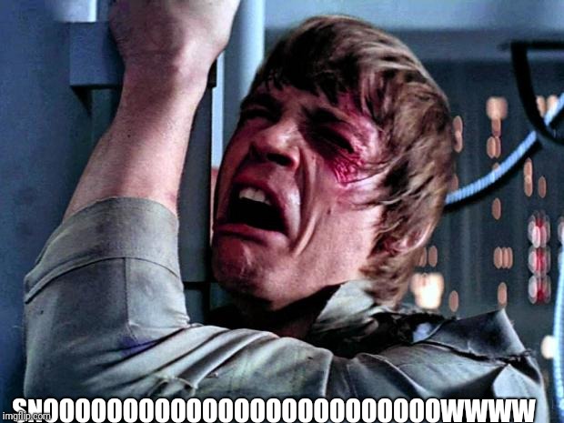 When you walk outside and there is white stuff falling from the sky | SNOOOOOOOOOOOOOOOOOOOOOOOOOWWWW | image tagged in luke skywalker crying | made w/ Imgflip meme maker