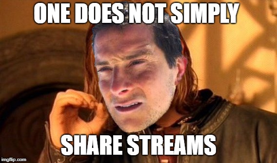 ONE DOES NOT SIMPLY SHARE STREAMS | made w/ Imgflip meme maker