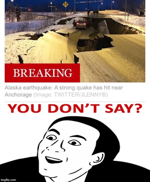 Breaking Cage | image tagged in breaking news,alaska,highway | made w/ Imgflip meme maker