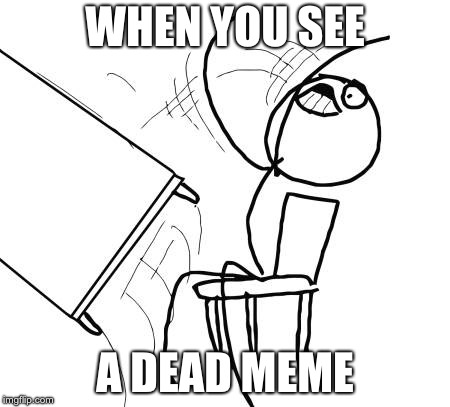 Table Flip Guy Meme | WHEN YOU SEE; A DEAD MEME | image tagged in memes,table flip guy | made w/ Imgflip meme maker