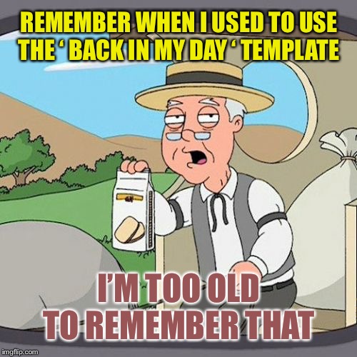 Pepperidge Farm Remembers Meme | REMEMBER WHEN I USED TO USE THE ‘ BACK IN MY DAY ‘ TEMPLATE I’M TOO OLD TO REMEMBER THAT | image tagged in memes,pepperidge farm remembers | made w/ Imgflip meme maker