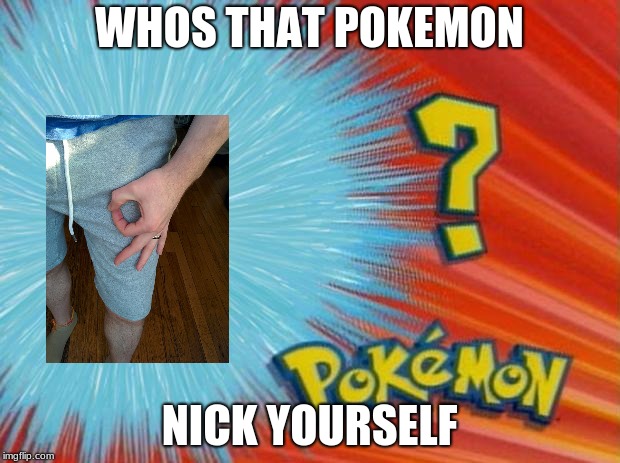 who is that pokemon | WHOS THAT POKEMON; NICK YOURSELF | image tagged in who is that pokemon | made w/ Imgflip meme maker