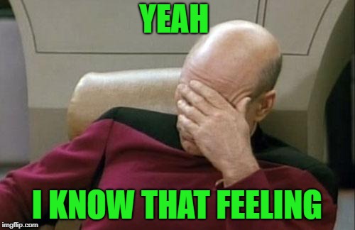 Captain Picard Facepalm Meme | YEAH I KNOW THAT FEELING | image tagged in memes,captain picard facepalm | made w/ Imgflip meme maker