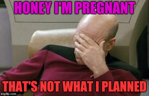 Captain Picard Facepalm Meme | HONEY I'M PREGNANT; THAT'S NOT WHAT I PLANNED | image tagged in memes,captain picard facepalm | made w/ Imgflip meme maker