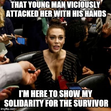 THAT YOUNG MAN VICIOUSLY ATTACKED HER WITH HIS HANDS I'M HERE TO SHOW MY SOLIDARITY FOR THE SURVIVOR | made w/ Imgflip meme maker