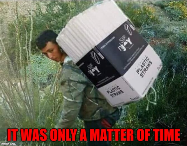 Uh-oh... this was spotted near the caravan...better get more troops!!! |  IT WAS ONLY A MATTER OF TIME | image tagged in straws,memes,troops,funny,ban,california | made w/ Imgflip meme maker