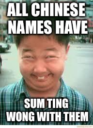 china | ALL CHINESE NAMES HAVE; SUM TING WONG WITH THEM | image tagged in china | made w/ Imgflip meme maker