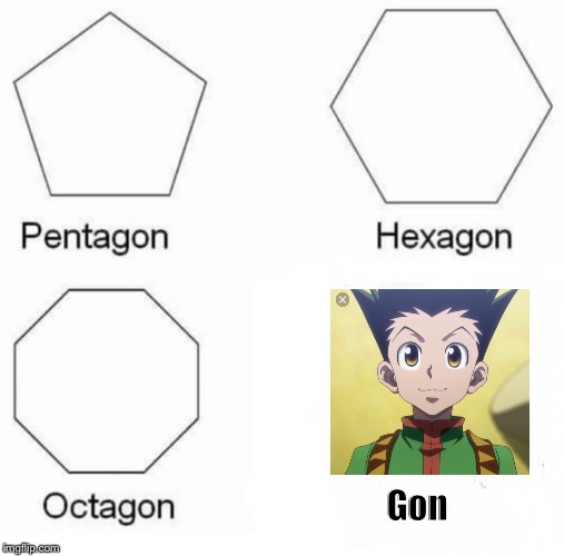 gon | Gon | image tagged in pentagon hexagon octagon | made w/ Imgflip meme maker