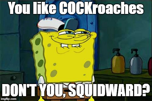 Don't You Squidward Meme | You like COCKroaches DON'T YOU, SQUIDWARD? | image tagged in memes,dont you squidward | made w/ Imgflip meme maker
