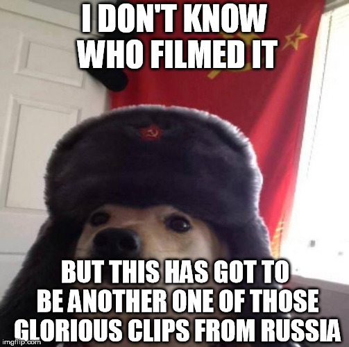 Russian Doge | I DON'T KNOW WHO FILMED IT BUT THIS HAS GOT TO BE ANOTHER ONE OF THOSE GLORIOUS CLIPS FROM RUSSIA | image tagged in russian doge | made w/ Imgflip meme maker
