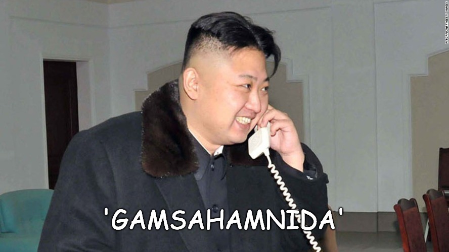 Kim probably ordering pizza! | 'GAMSAHAMNIDA' | made w/ Imgflip meme maker