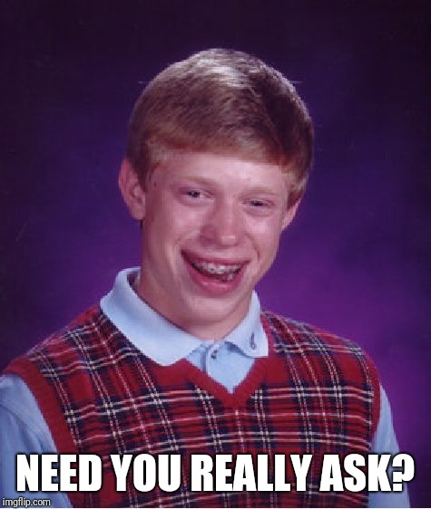 Bad Luck Brian Meme | NEED YOU REALLY ASK? | image tagged in memes,bad luck brian | made w/ Imgflip meme maker