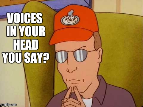 Voices? | VOICES IN YOUR HEAD YOU SAY? | image tagged in king of the hill,voices,funny memes,funny meme | made w/ Imgflip meme maker