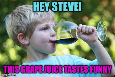 HEY STEVE! THIS GRAPE JUICE TASTES FUNNY | made w/ Imgflip meme maker