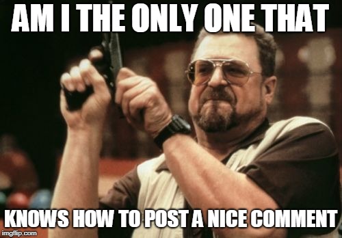 Am I the only one | AM I THE ONLY ONE THAT KNOWS HOW TO POST A NICE COMMENT | image tagged in memes,am i the only one around here | made w/ Imgflip meme maker