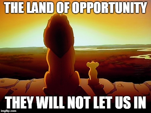 Lion King | THE LAND OF OPPORTUNITY; THEY WILL NOT LET US IN | image tagged in memes,lion king | made w/ Imgflip meme maker