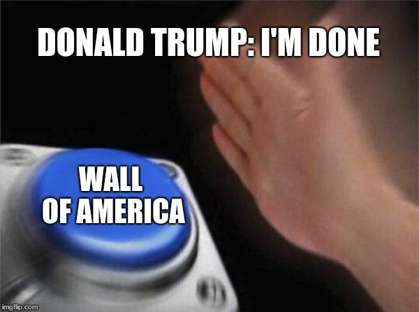 Blank Nut Button Meme | DONALD TRUMP: I'M DONE; WALL OF AMERICA | image tagged in memes,blank nut button | made w/ Imgflip meme maker
