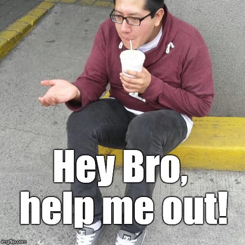 like begger | Hey Bro, help me out! | image tagged in like begger | made w/ Imgflip meme maker