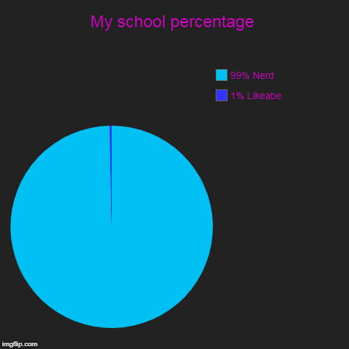 My school percentage | 1% Likeabe, 99% Nerd | image tagged in funny,pie charts | made w/ Imgflip chart maker