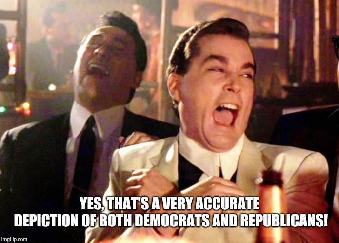 Good Fellas Hilarious Meme | YES, THAT'S A VERY ACCURATE DEPICTION OF BOTH DEMOCRATS AND REPUBLICANS! | image tagged in memes,good fellas hilarious | made w/ Imgflip meme maker