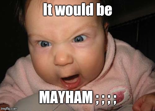 Evil Baby Meme | It would be MAYHAM ; ; ; ; | image tagged in memes,evil baby | made w/ Imgflip meme maker