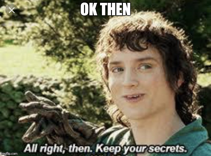 Frodo secrets | OK THEN | image tagged in frodo secrets | made w/ Imgflip meme maker