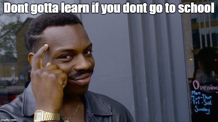 Roll Safe Think About It | Dont gotta learn if you dont go to school | image tagged in memes,roll safe think about it | made w/ Imgflip meme maker