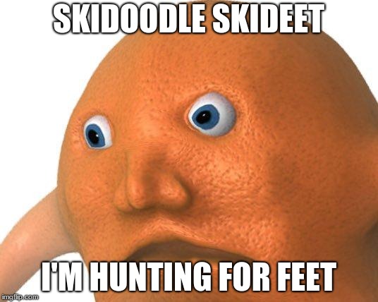 SKIDOODLE SKIDEET; I'M HUNTING FOR FEET | image tagged in orang sad | made w/ Imgflip meme maker