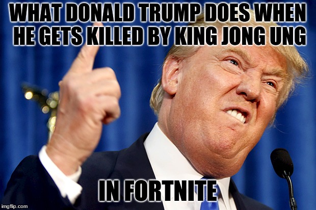 Donald Trump | WHAT DONALD TRUMP DOES WHEN HE GETS KILLED BY KING JONG UNG; IN FORTNITE | image tagged in donald trump | made w/ Imgflip meme maker