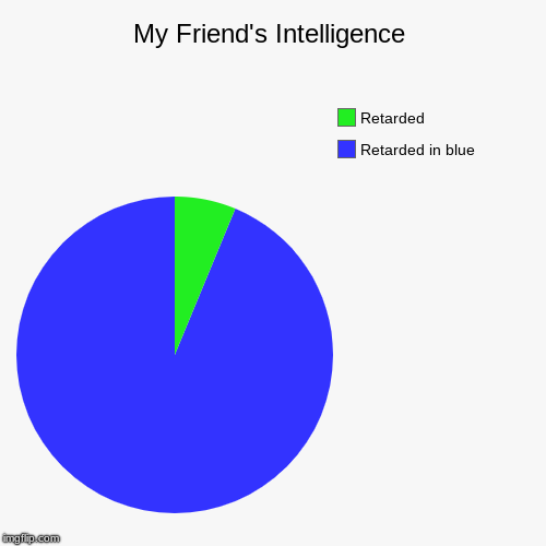My Friend's Intelligence | Retarded in blue, Retarded | image tagged in funny,pie charts | made w/ Imgflip chart maker