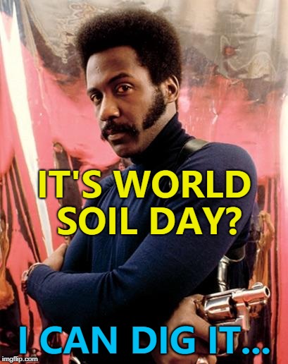 Damn straight... :) | IT'S WORLD SOIL DAY? I CAN DIG IT... | image tagged in shaft,memes,world soil day,movies,i can dig it | made w/ Imgflip meme maker