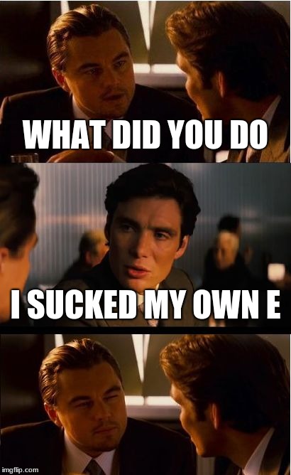 Inception | WHAT DID YOU DO; I SUCKED MY OWN E | image tagged in memes,inception | made w/ Imgflip meme maker