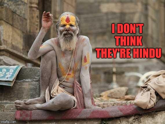 Hindu shaman  | I DON'T THINK THEY'RE HINDU | image tagged in hindu shaman | made w/ Imgflip meme maker