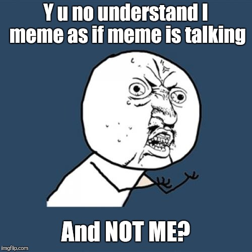 Y U No Meme | Y u no understand I meme as if meme is talking; And NOT ME? | image tagged in memes,y u no | made w/ Imgflip meme maker