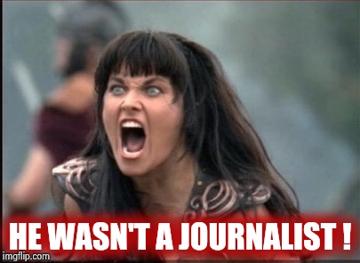 Screaming Woman | HE WASN'T A JOURNALIST ! | image tagged in screaming woman | made w/ Imgflip meme maker