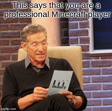 Maury Lie Detector Meme | This says that you are a professional Minecraft player | image tagged in memes,maury lie detector | made w/ Imgflip meme maker