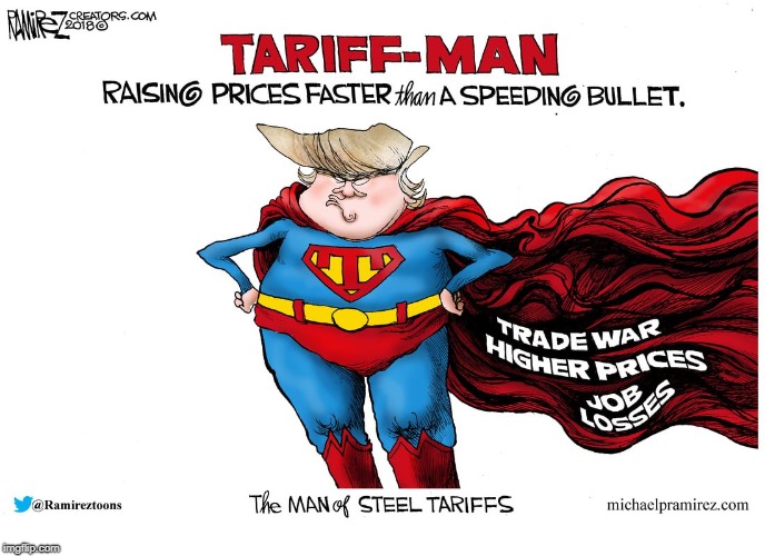 Can destroy the U.S. economy with a single bound. | . | image tagged in trump,tariff | made w/ Imgflip meme maker