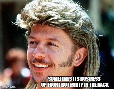 SOMETIMES ITS BUSINESS UP FRONT BUT PARTY IN THE BACK | made w/ Imgflip meme maker