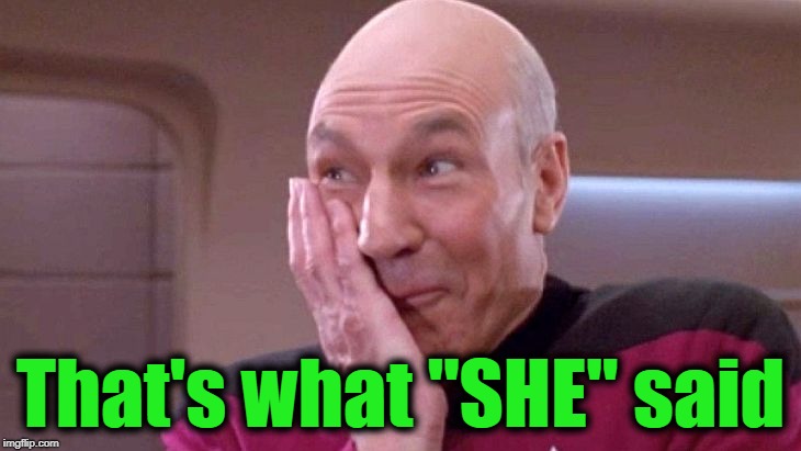 picard grin | That's what "SHE" said | image tagged in picard grin | made w/ Imgflip meme maker