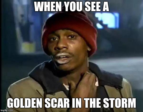 Y'all Got Any More Of That Meme | WHEN YOU SEE A; GOLDEN SCAR IN THE STORM | image tagged in memes,y'all got any more of that | made w/ Imgflip meme maker