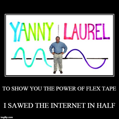 Flex Tape Yanny/Laurel | image tagged in funny,demotivationals | made w/ Imgflip demotivational maker