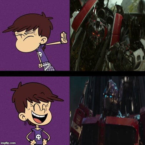 Luna prefers Optimus Prime | image tagged in the loud house,nickelodeon,optimus prime,transformers,bumblebee,approves | made w/ Imgflip meme maker