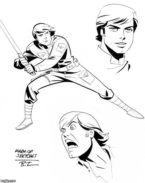 Luke Skywalker by Bruce Timm | image tagged in bruce,art,star wars,luke skywalker | made w/ Imgflip meme maker