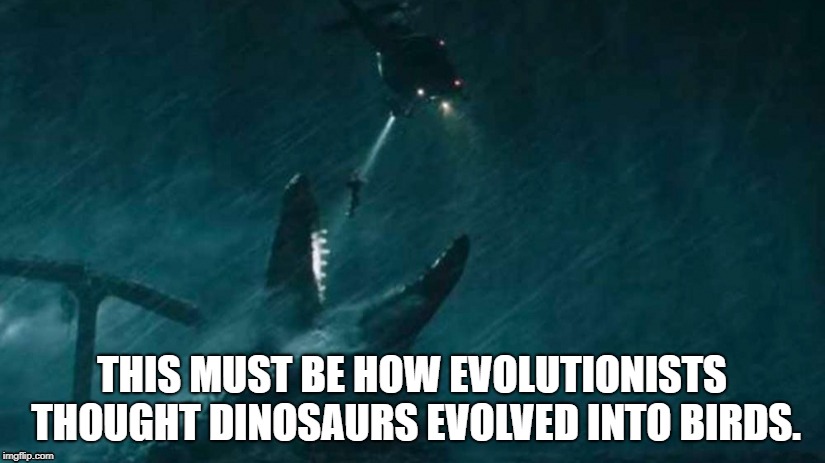 Jurassic World Fallen Kingdom | THIS MUST BE HOW EVOLUTIONISTS THOUGHT DINOSAURS EVOLVED INTO BIRDS. | image tagged in memes,jurassic world | made w/ Imgflip meme maker