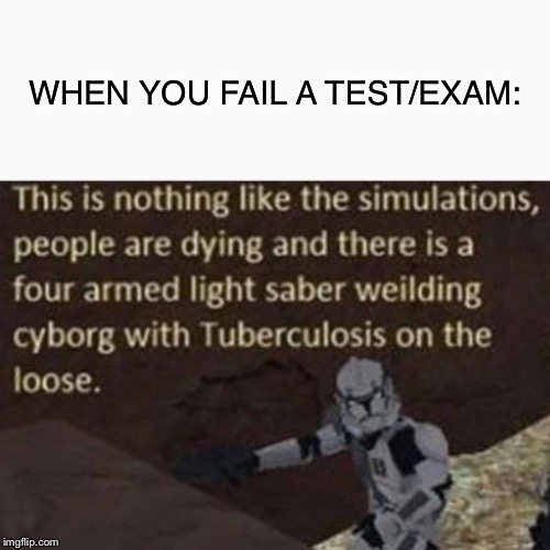 Ya know? THAT feeling? | WHEN YOU FAIL A TEST/EXAM: | image tagged in memes,not like the simulations after all,tests,i see dead people,star wars | made w/ Imgflip meme maker